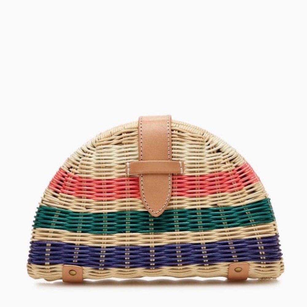 J.Crew Fan Rattan Clutch in Stripe
